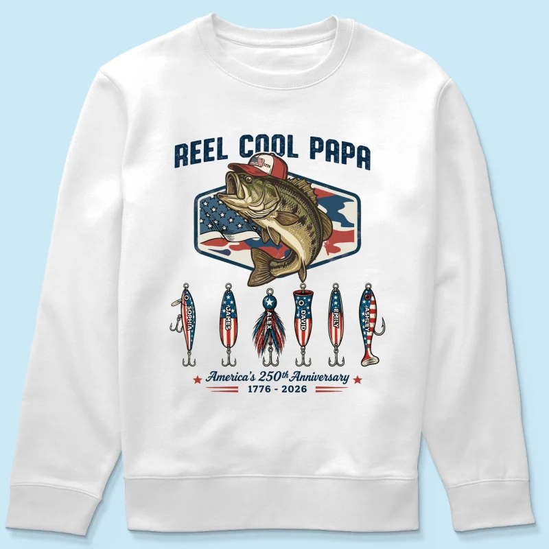 Reel Cool Dad Grandpa Custom Kid Names - Personalized Shirt - American 250th Anniversary Gift For Patriotics - Image 14