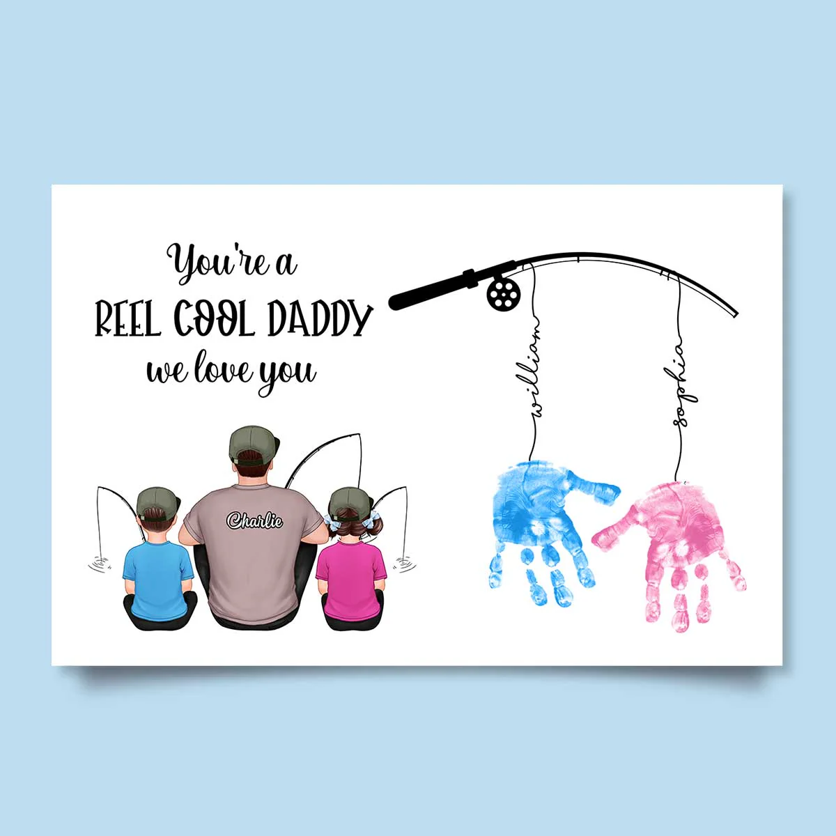 Reel Cool Daddy DIY Handprint Gift For Dad And Grandpa, Fishing Lover, Birthday Gift