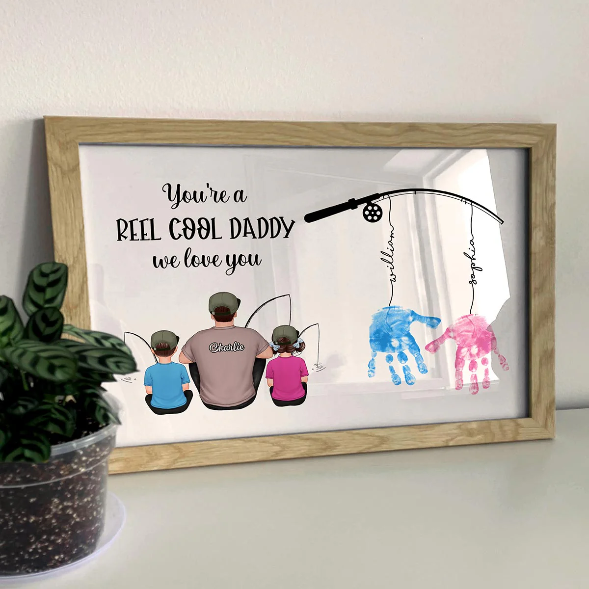 Reel Cool Daddy DIY Handprint Gift For Dad And Grandpa, Fishing Lover, Birthday Gift - Image 4