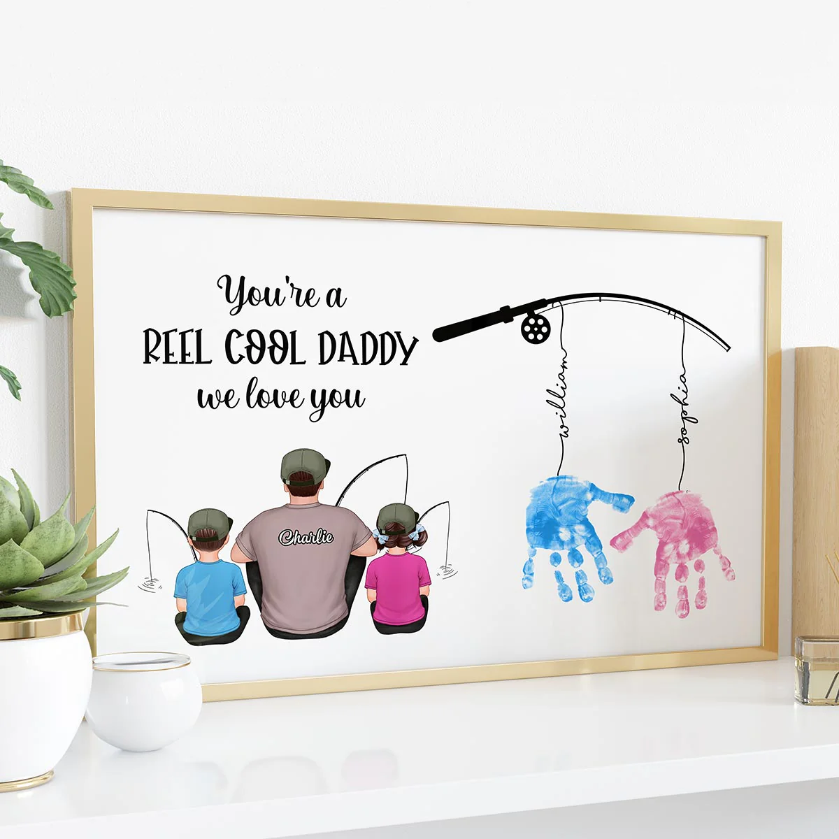 Reel Cool Daddy DIY Handprint Gift For Dad And Grandpa, Fishing Lover, Birthday Gift - Image 5