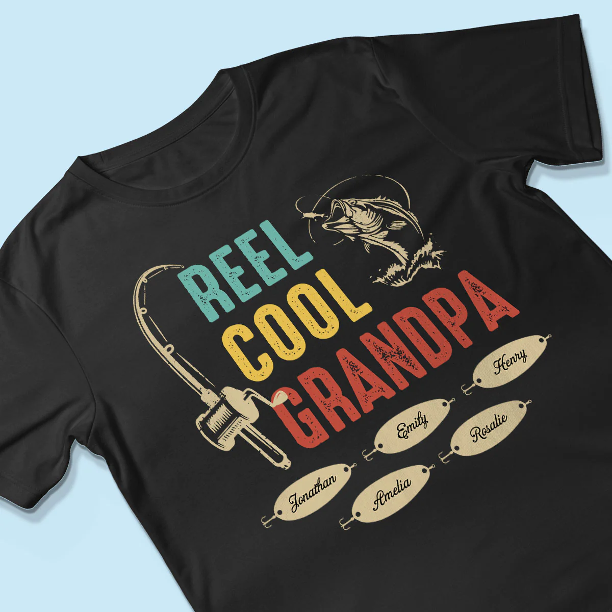 Reel Cool Grandpa Papa Fishing Camouflage Personalized Shirt, Unique 2025 Father's Day Birthday Gift For Grandpa, Dad, Husband - Image 5