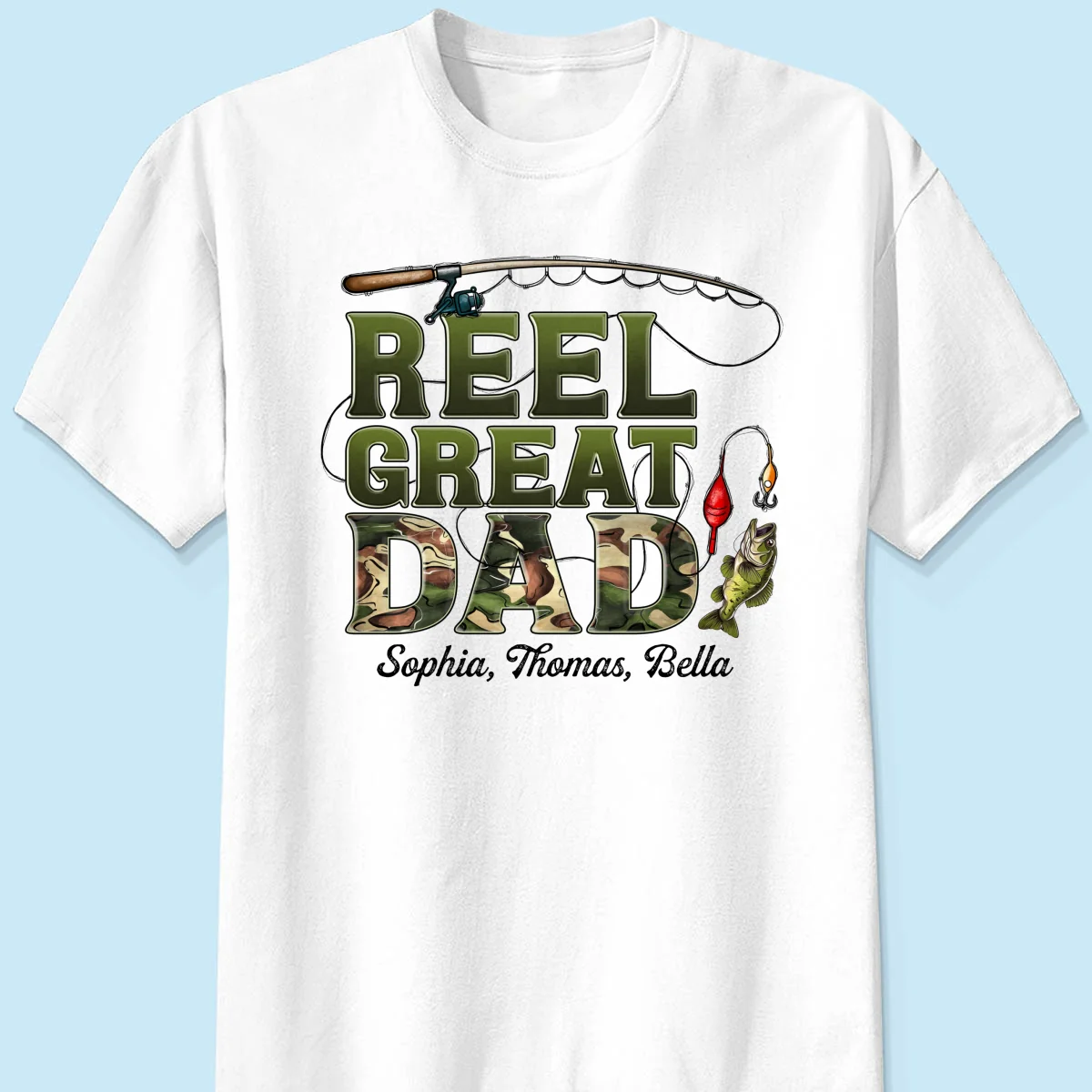 Reel Great Dad Fishing Camouflage Personalized Shirt, Father's Day Gift For Dad, Husband - Image 8