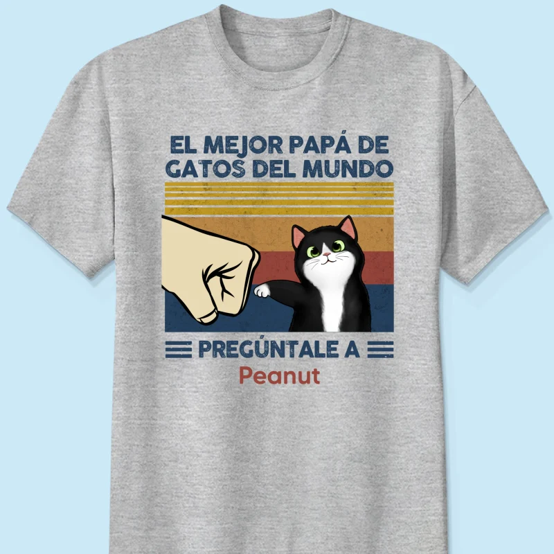 Regalo perfecto para papás de gatos – Camiseta personalizada con choque de puños con tu gato - Image 13