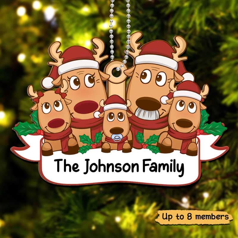 Reindeers Family Personalized Wooden Ornament - Image 3