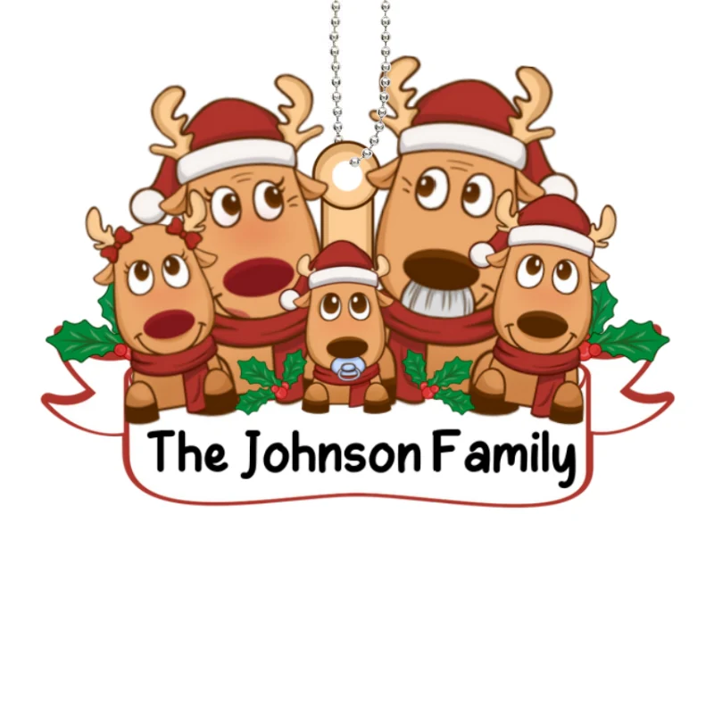 Reindeers Family Personalized Wooden Ornament - Image 4
