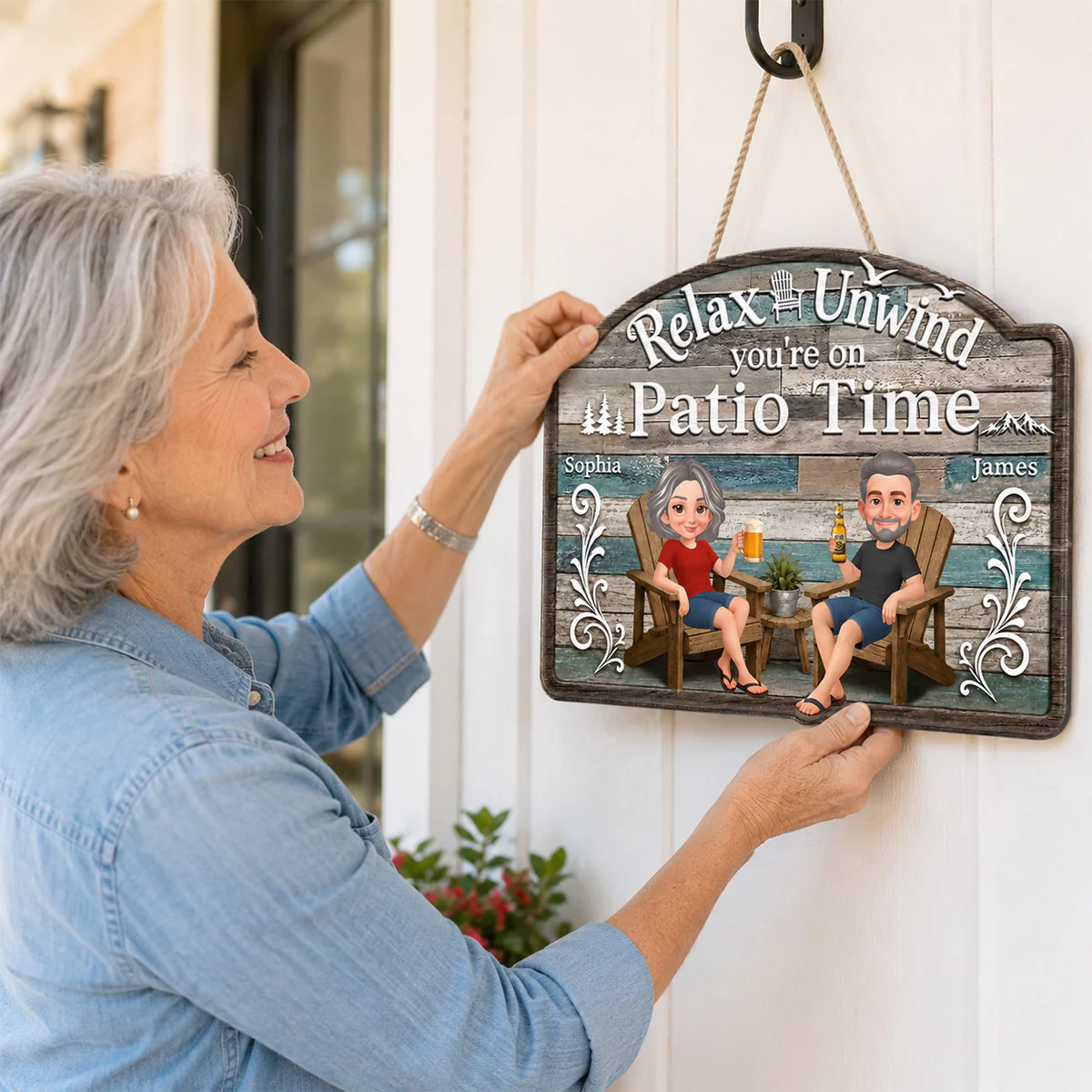 Relax Unwind You're On Patio Time - Personalized Wood Sign - Decor Patio Sign - Image 5