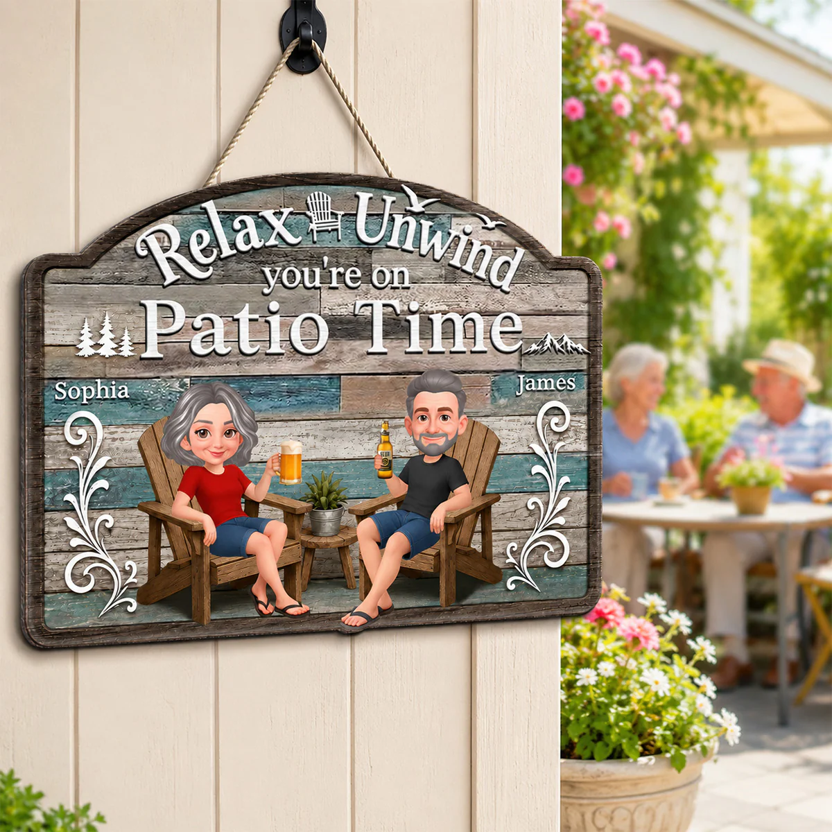 Relax Unwind You're On Patio Time - Personalized Wood Sign - Decor Patio Sign - Image 7