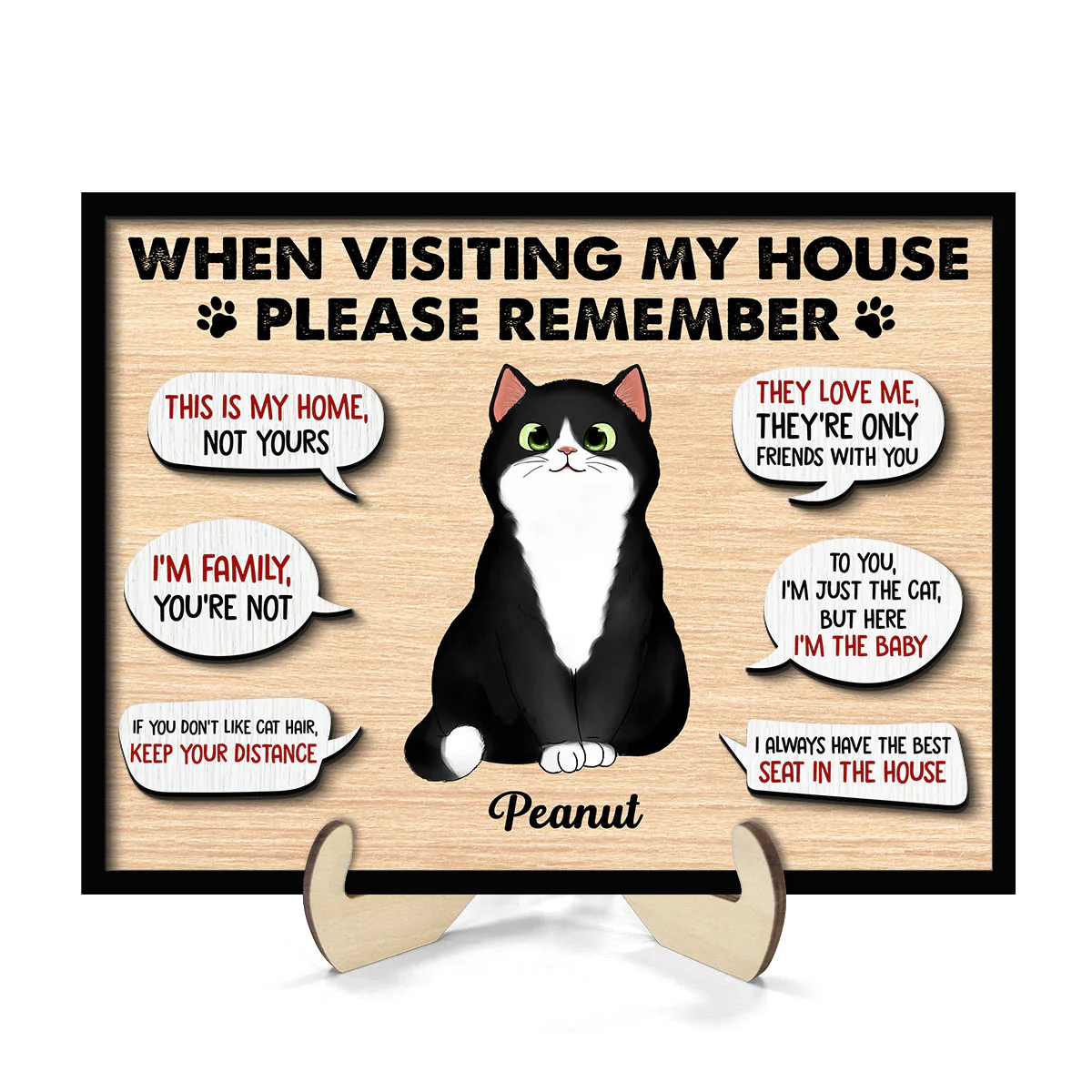 Remember When Visiting Cats House Fluffy Cats Personalized 2-layer Wooden Plaque