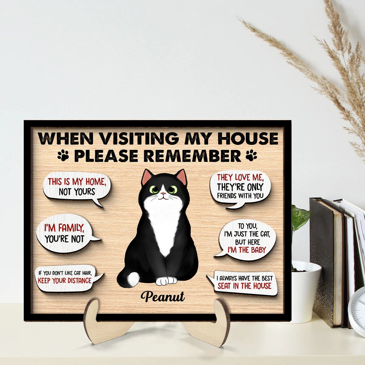 Remember When Visiting Cats House Fluffy Cats Personalized 2-layer Wooden Plaque - Image 2