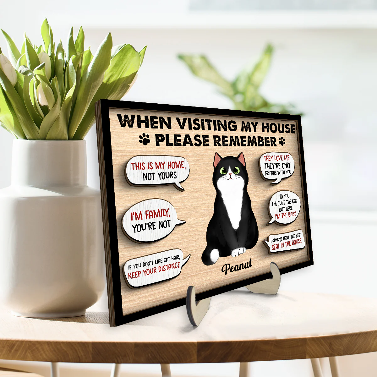 Remember When Visiting Cats House Fluffy Cats Personalized 2-layer Wooden Plaque - Image 3