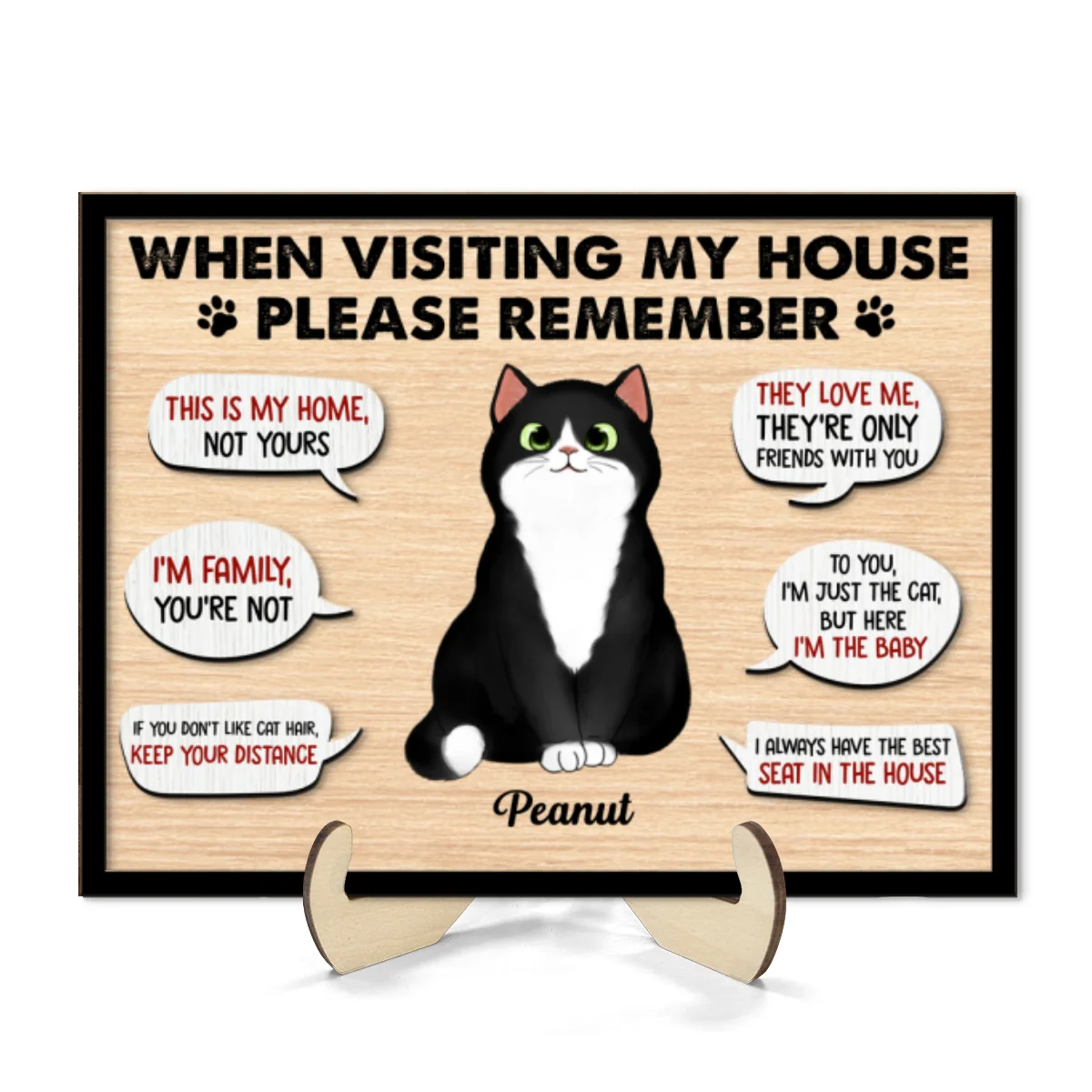 Remember When Visiting Cats House Fluffy Cats Personalized 2-layer Wooden Plaque - Image 8