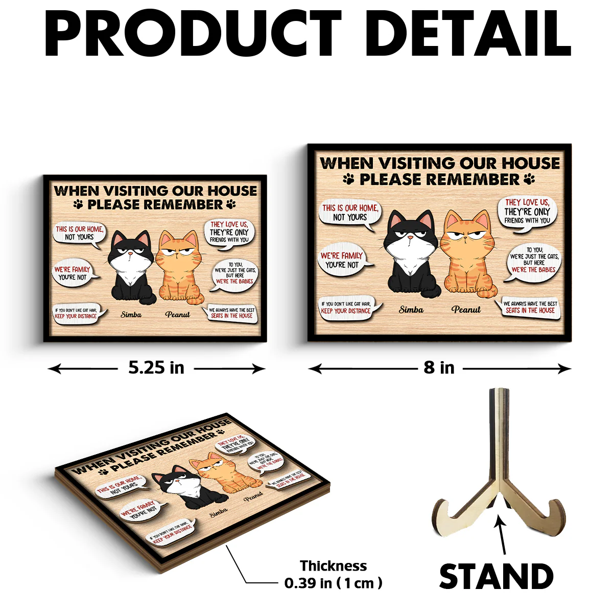Remember When Visiting Cats House Funny Cats Expression Personalized 2-layer Wooden Plaque - Image 6