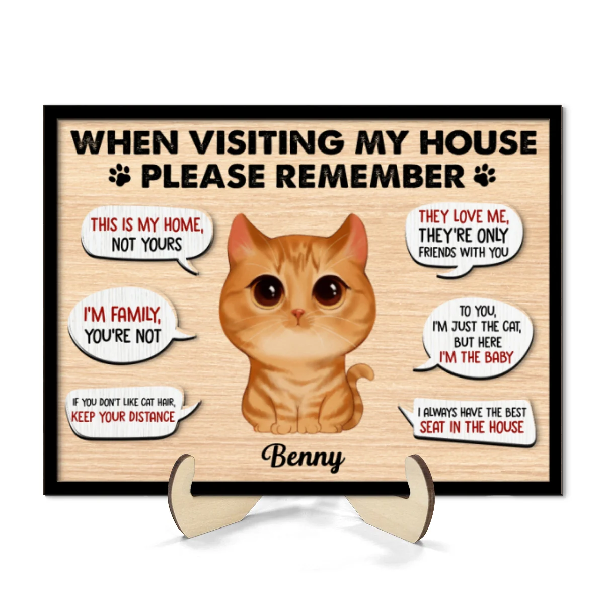 Remember When Visiting Cats House Watercolor Cats Personalized 2-layer Wooden Plaque - Image 8