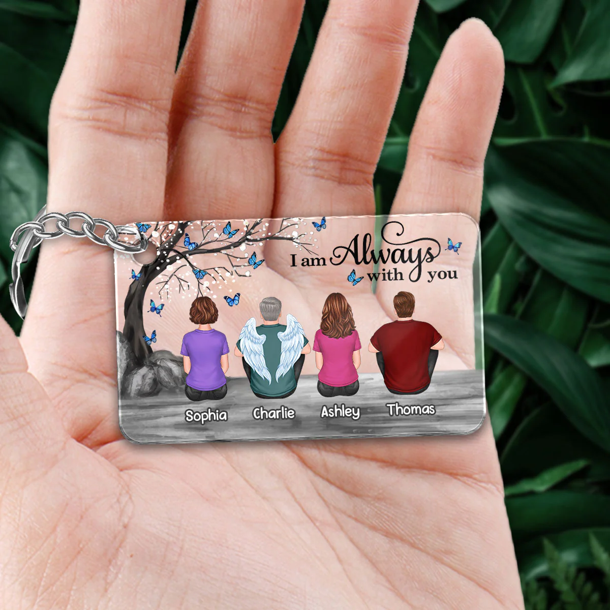 Remembrance Keepsake Family Under Blossom Tree Memorial Personalized Acrylic Keychain - Image 3