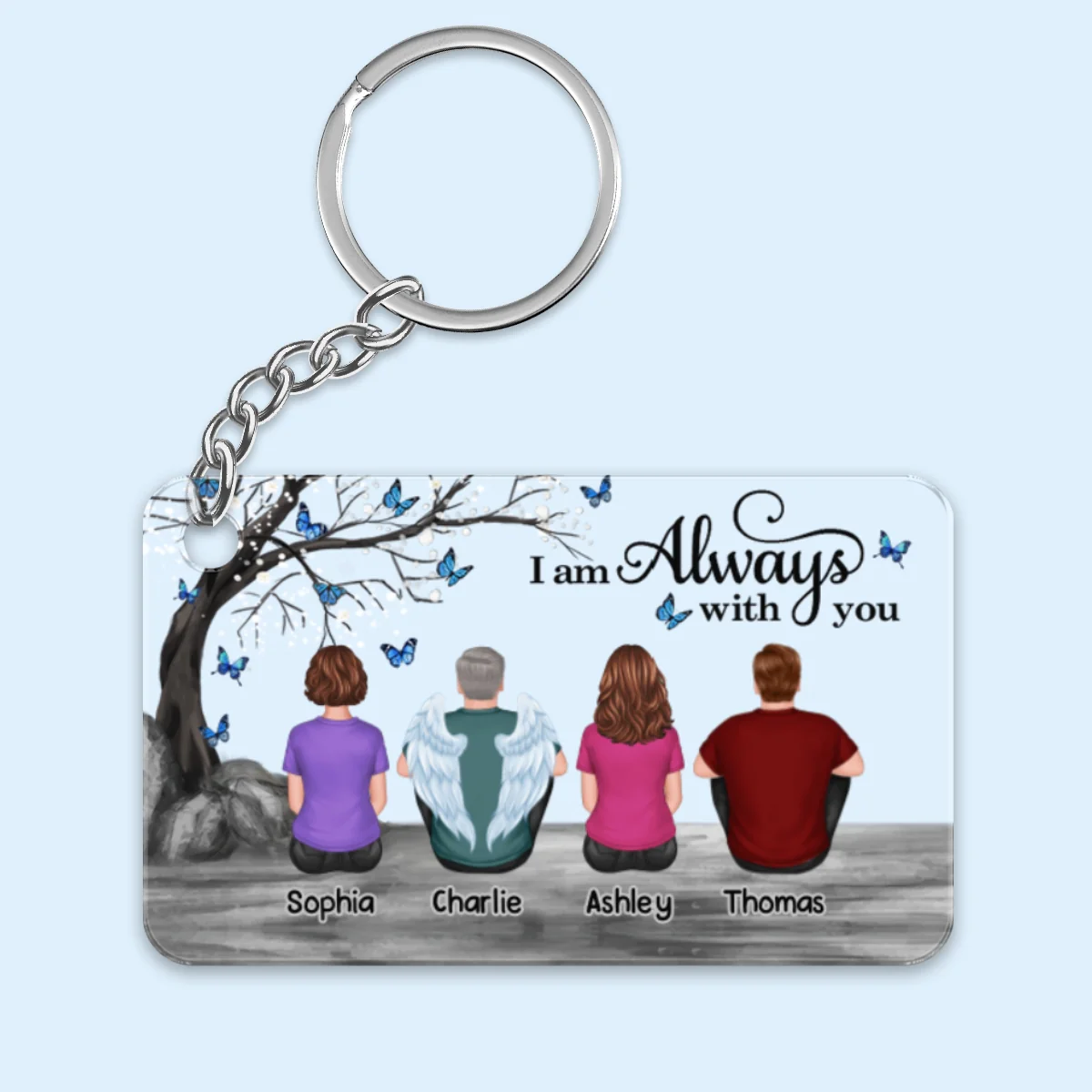 Remembrance Keepsake Family Under Blossom Tree Memorial Personalized Acrylic Keychain - Image 4