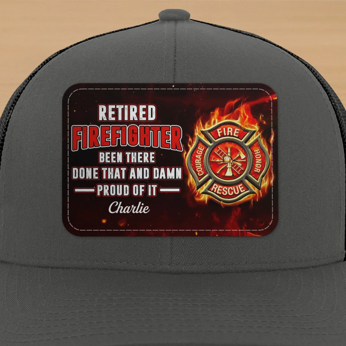Retired Firefighter Proud Of It Gift For Dad Grandpa Personalized Leather Patch Hat - Image 16