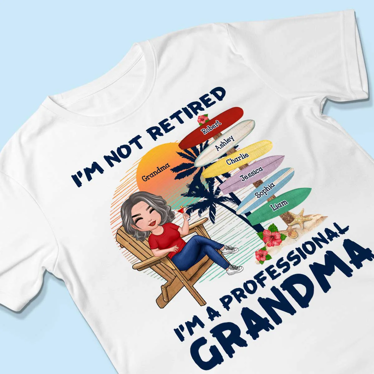 Retired Grandma Kids Names Sign Personalized Shirt - Image 3