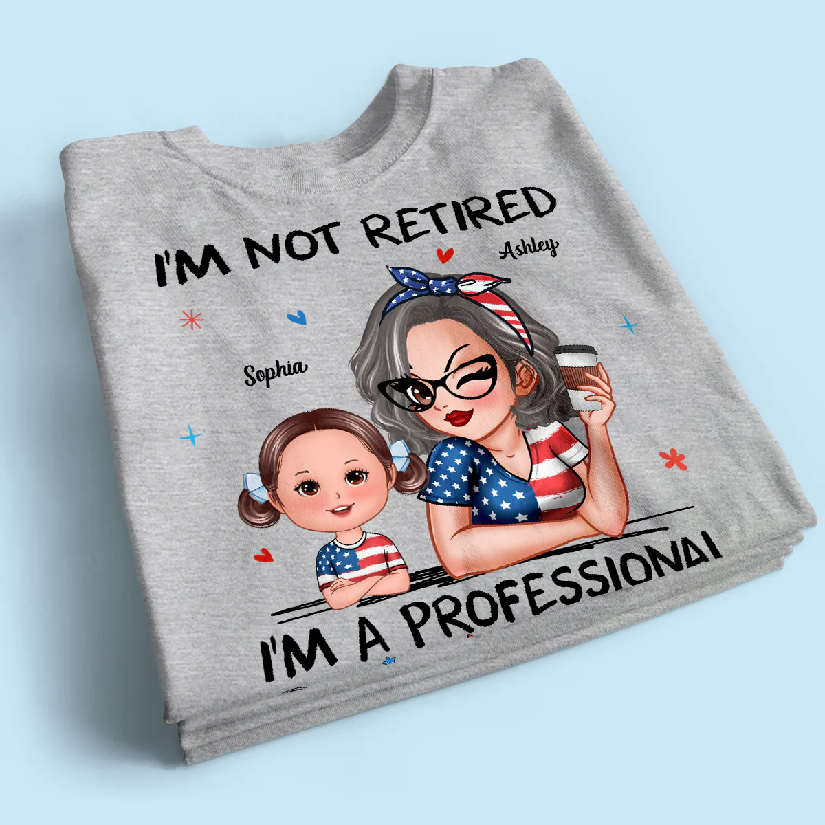 Retired Grandma Nation Flag Personalized Shirt, 4th Of July - Image 2