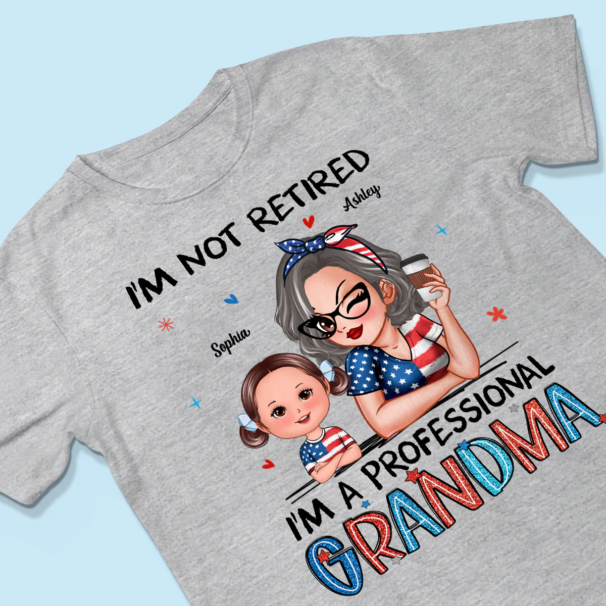 Retired Grandma Nation Flag Personalized Shirt, 4th Of July - Image 3