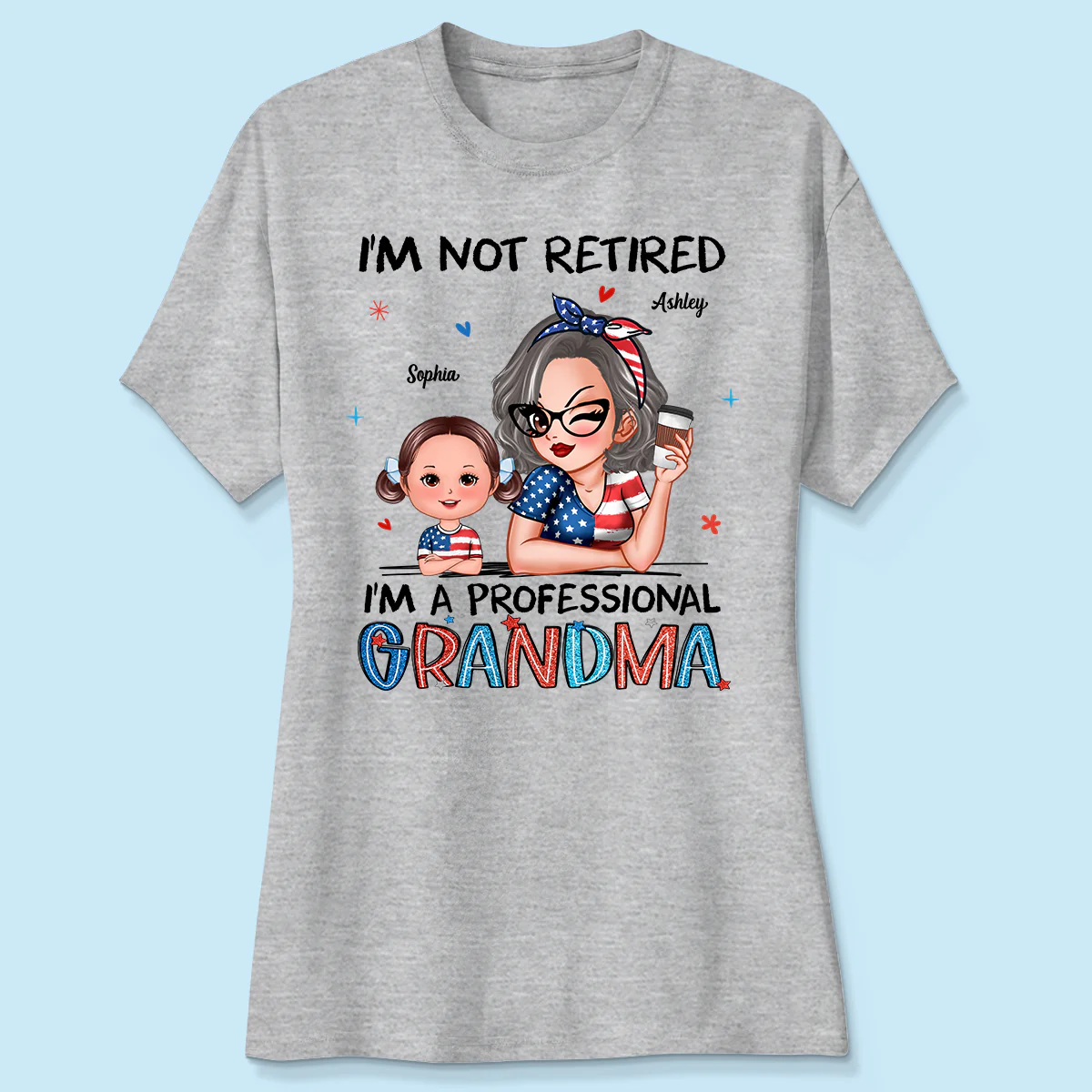 Retired Grandma Nation Flag Personalized Shirt, 4th Of July - Image 4