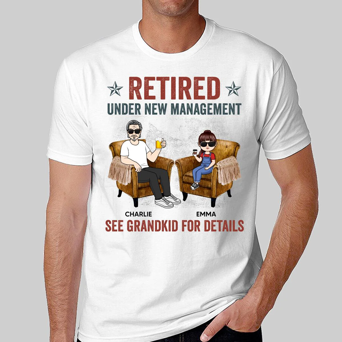Retired Grandpa Grandkids Management Personalized Shirt - Image 2