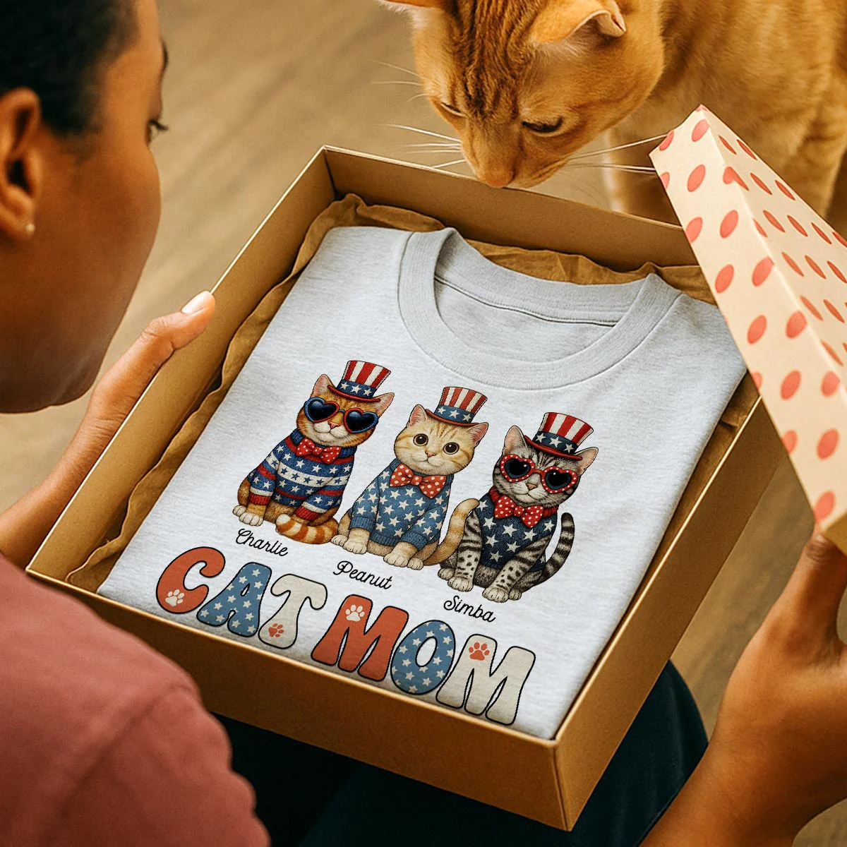 Retro Vintage Cat Mom 4th Of July Personalized Shirt - Image 10