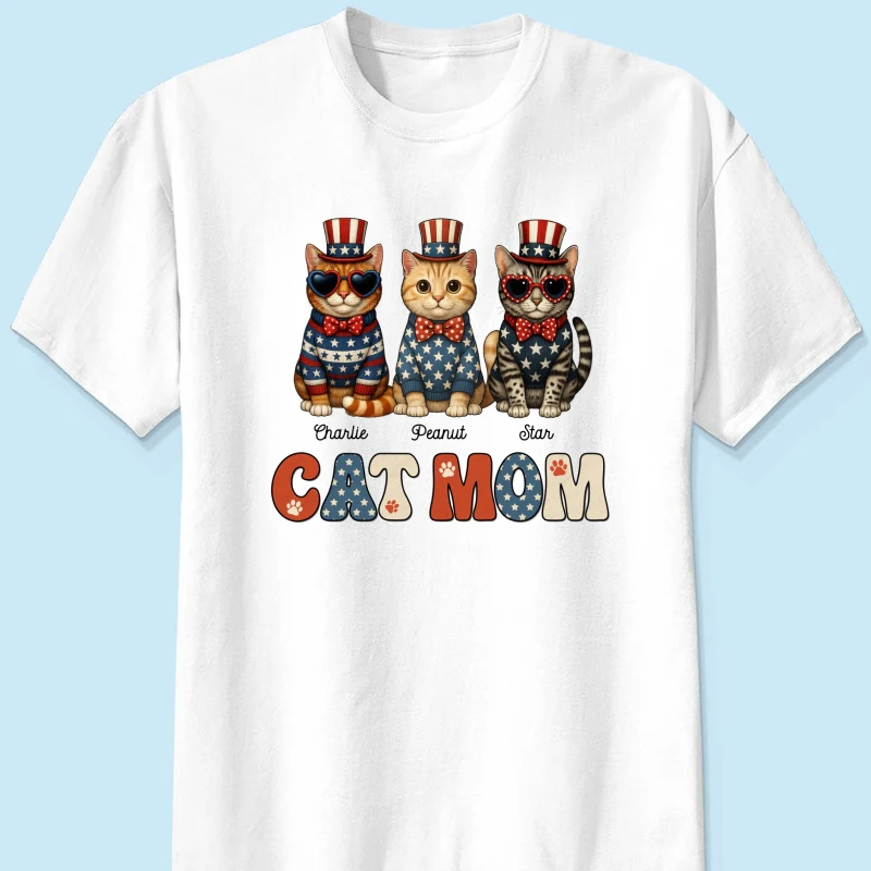 Retro Vintage Cat Mom 4th Of July Personalized Shirt - Image 12