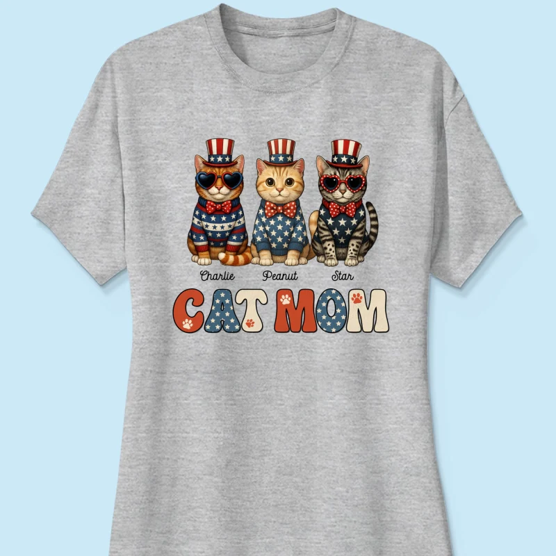Retro Vintage Cat Mom 4th Of July Personalized Shirt - Image 16