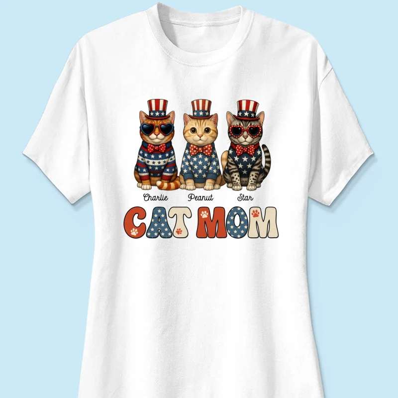 Retro Vintage Cat Mom 4th Of July Personalized Shirt - Image 17