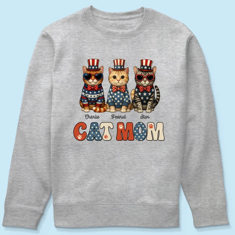 Retro Vintage Cat Mom 4th Of July Personalized Shirt - Image 20