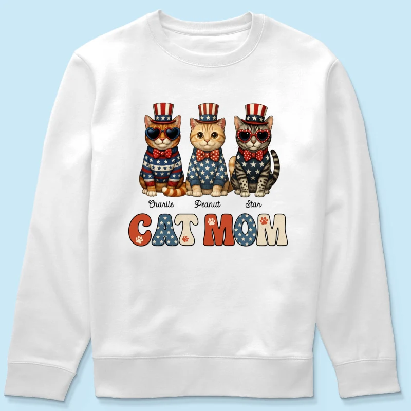 Retro Vintage Cat Mom 4th Of July Personalized Shirt - Image 21