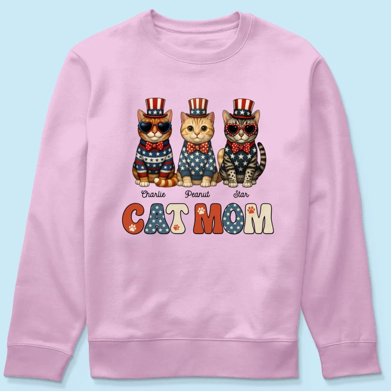 Retro Vintage Cat Mom 4th Of July Personalized Shirt - Image 22