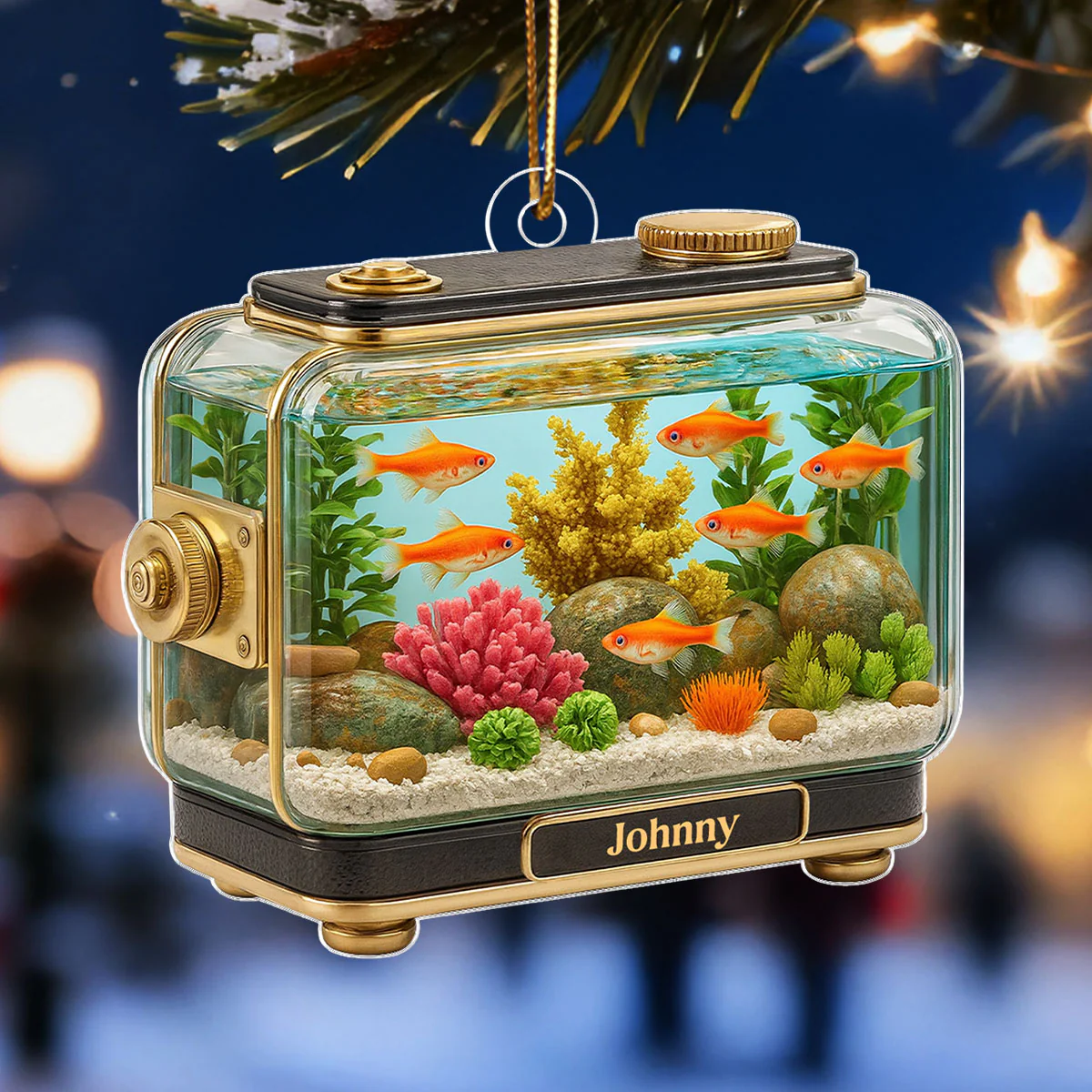Retro Aquarium Fish Tank - Personalized Acrylic Ornament - Christmas Decor Gift for Fish Lovers, Gift for Office, Home Decor 2025 - Image 3