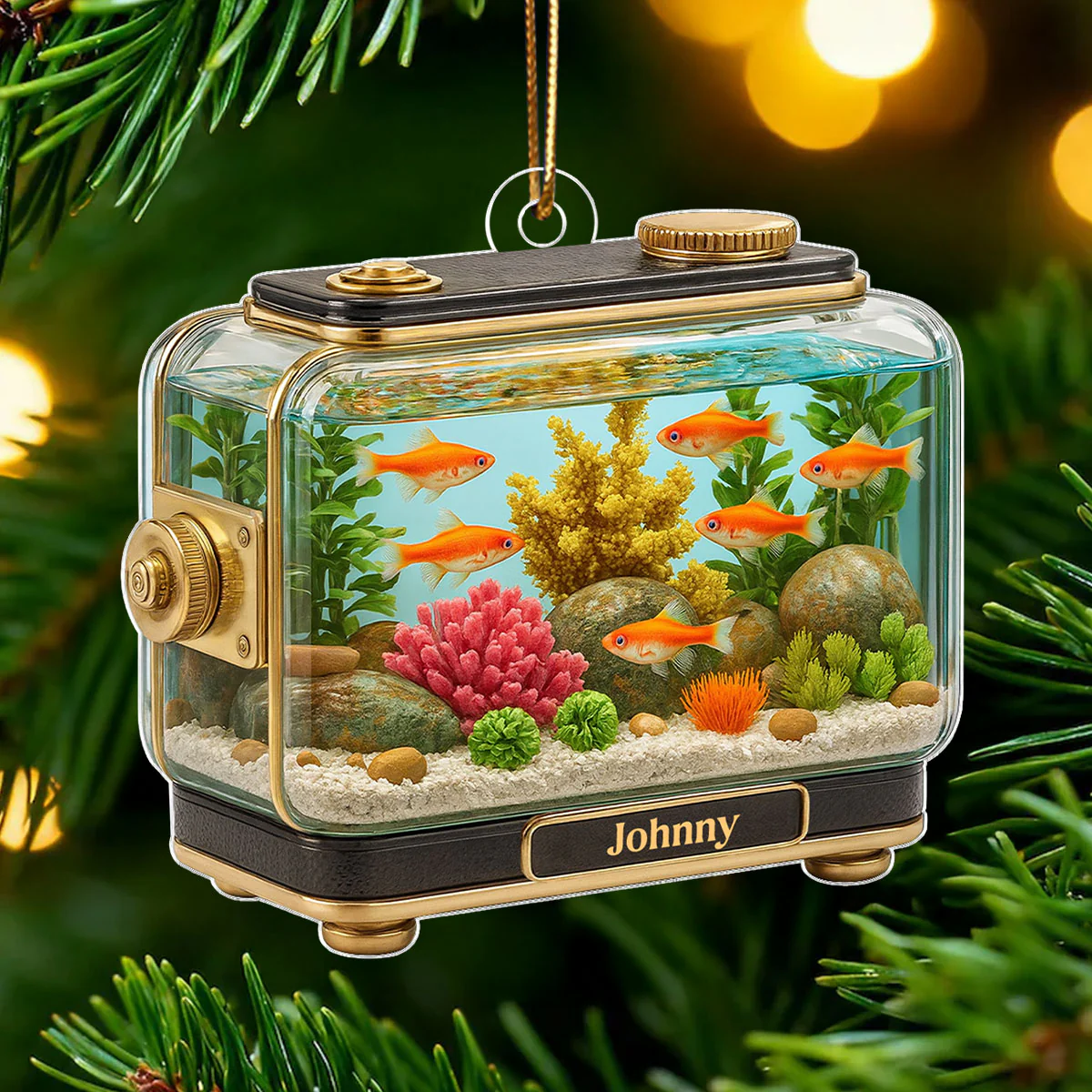 Retro Aquarium Fish Tank - Personalized Acrylic Ornament - Christmas Decor Gift for Fish Lovers, Gift for Office, Home Decor 2025 - Image 4
