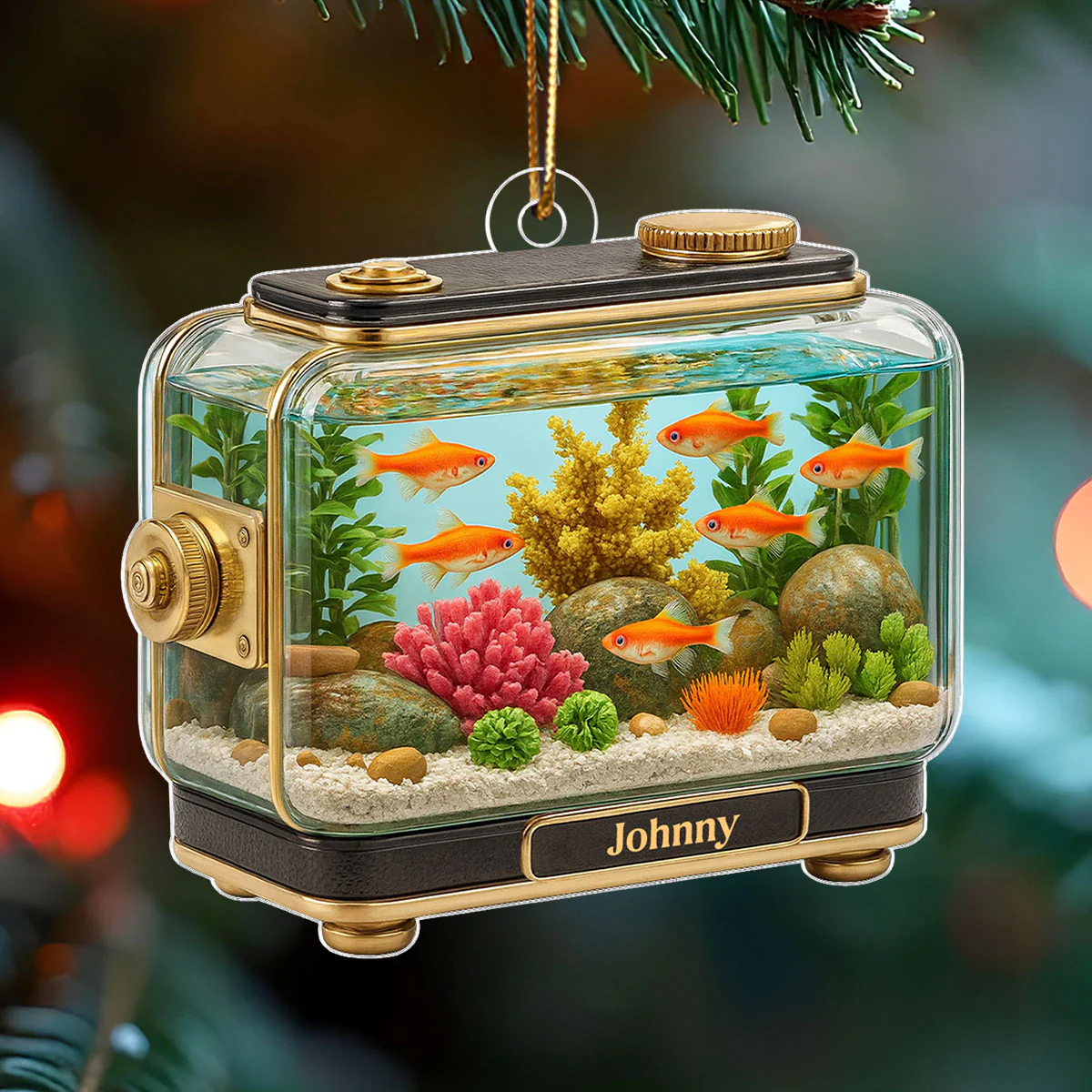 Retro Aquarium Fish Tank - Personalized Acrylic Ornament - Christmas Decor Gift for Fish Lovers, Gift for Office, Home Decor 2025 - Image 5