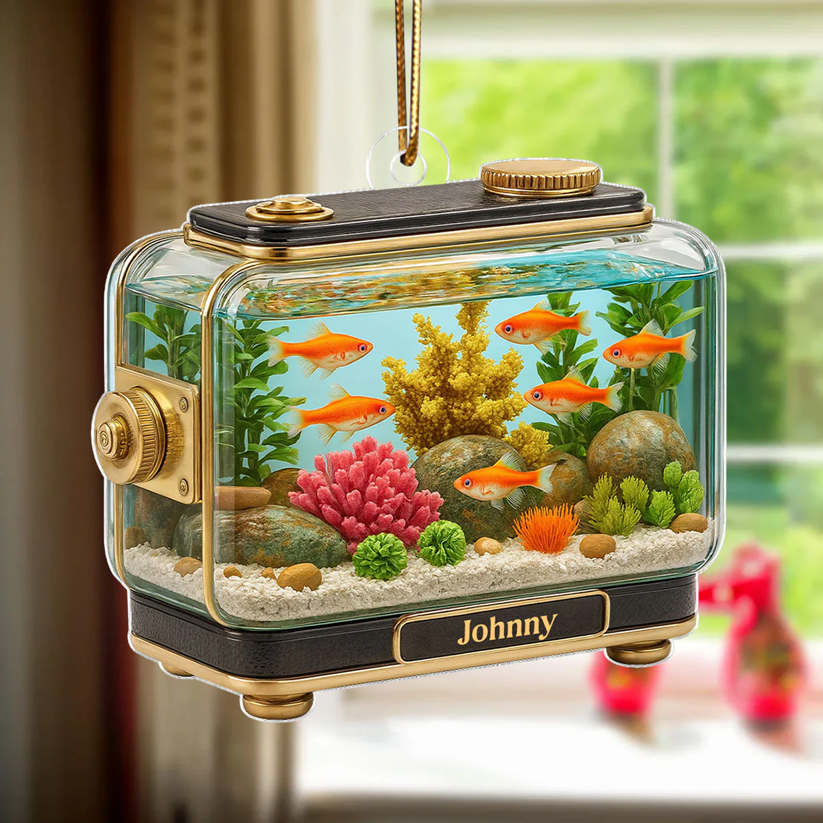 Retro Aquarium Fish Tank - Personalized Acrylic Ornament - Christmas Decor Gift for Fish Lovers, Gift for Office, Home Decor 2025 - Image 6