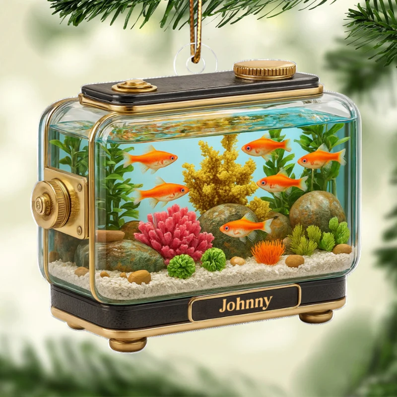 Retro Aquarium Fish Tank - Personalized Acrylic Ornament - Christmas Decor Gift for Fish Lovers, Gift for Office, Home Decor 2025 - Image 9