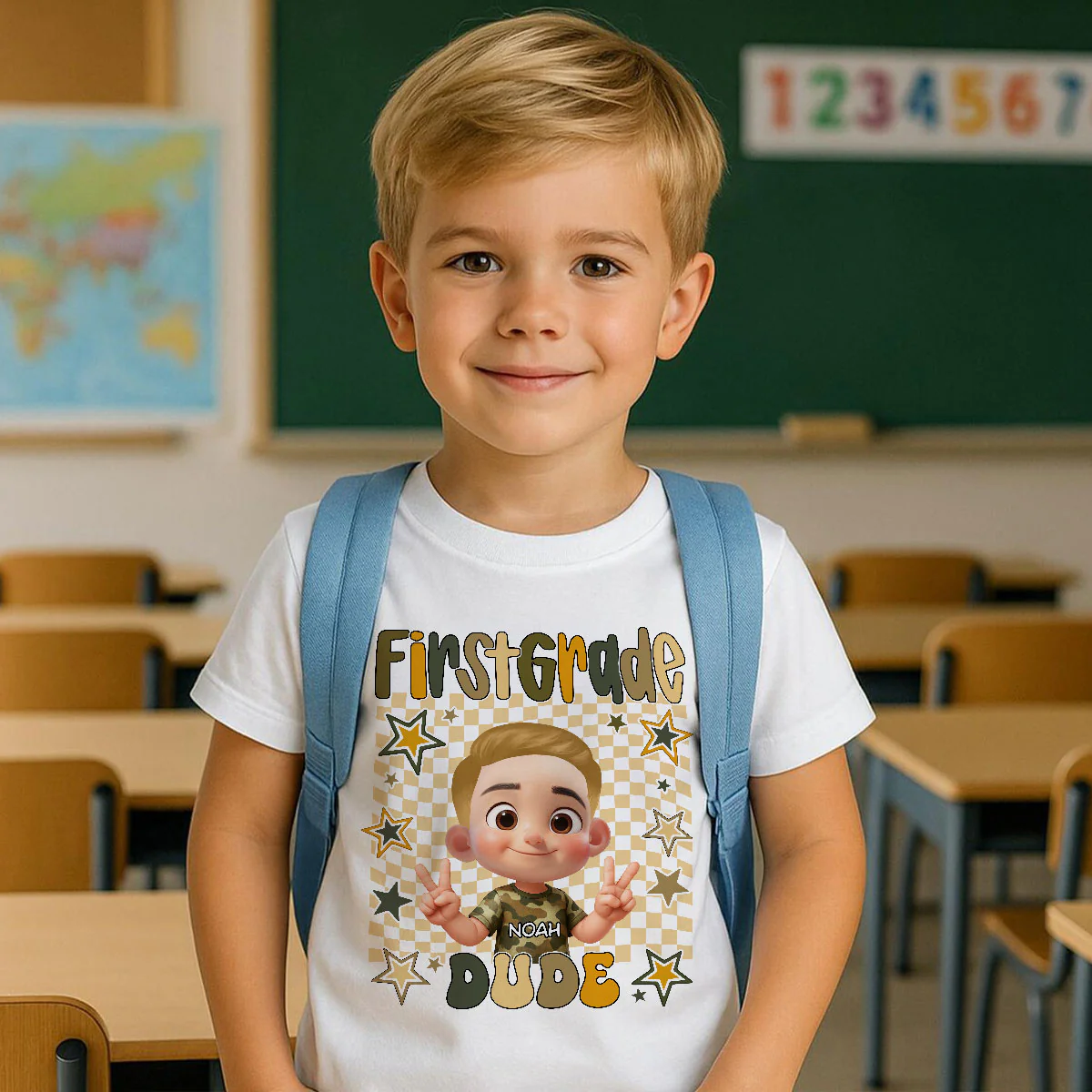 Retro Back to School Boys Personalized Shirt, Kindergarten Pre-K to Fifth Grade, School Boy Shirt - Image 3