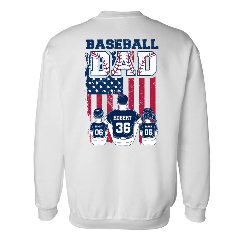 Retro Baseball Dad And Kids Nation Flag Personalized Shirt - Image 20