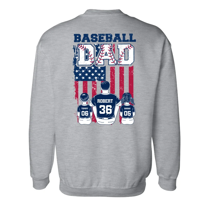 Retro Baseball Dad And Kids Nation Flag Personalized Shirt - Image 21