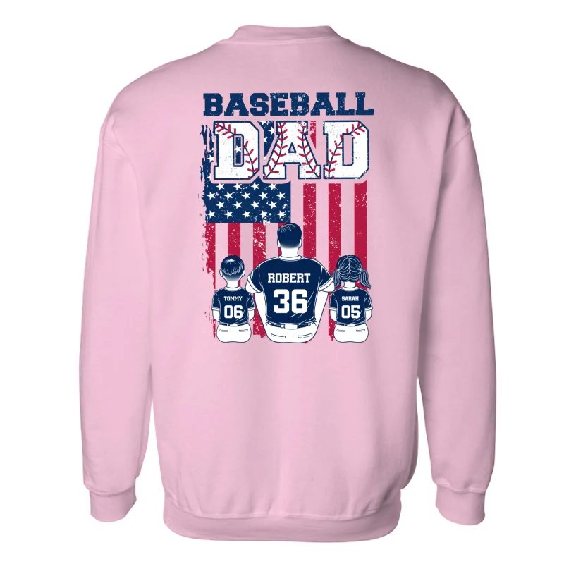 Retro Baseball Dad And Kids Nation Flag Personalized Shirt - Image 22