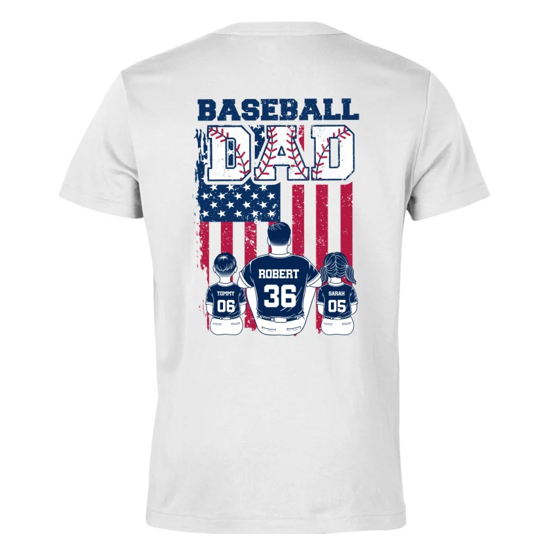 Retro Baseball Dad And Kids Nation Flag Personalized Shirt - Image 8