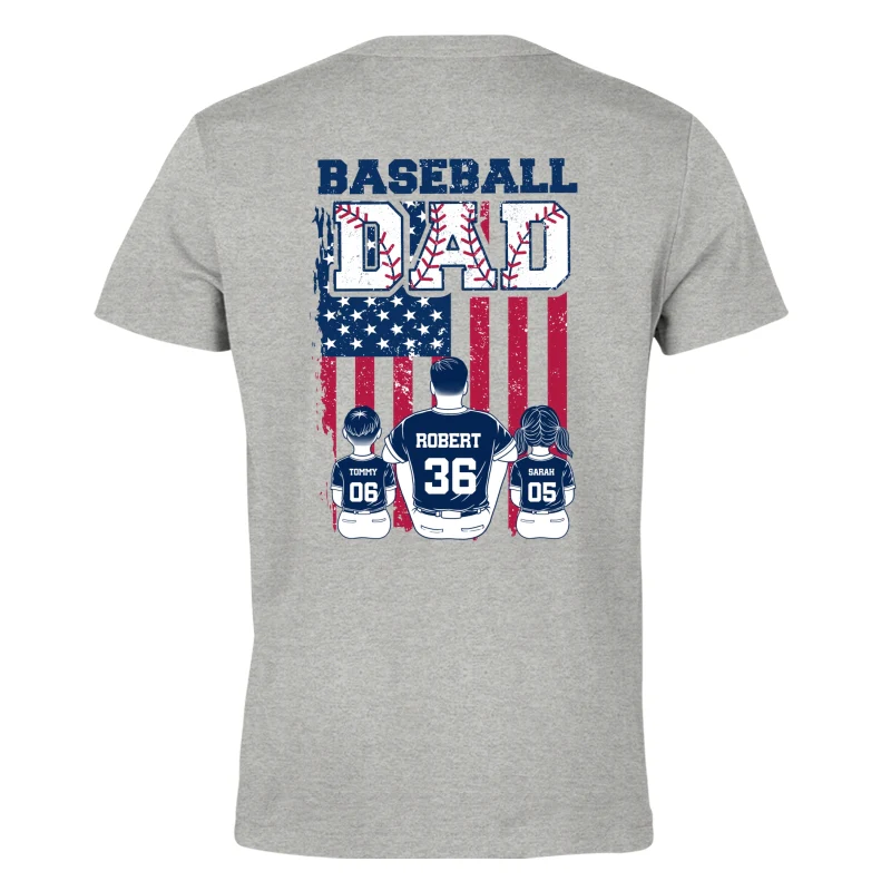Retro Baseball Dad And Kids Nation Flag Personalized Shirt - Image 9