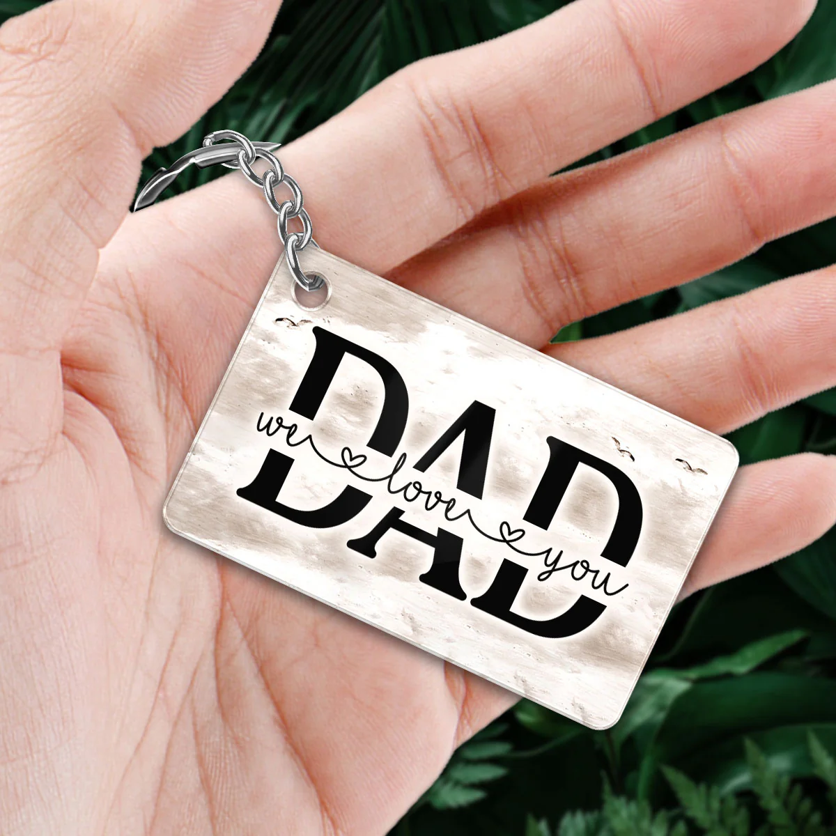Retro Beach Landscape Dad And Kids Personalized Acrylic Keychain - Image 3