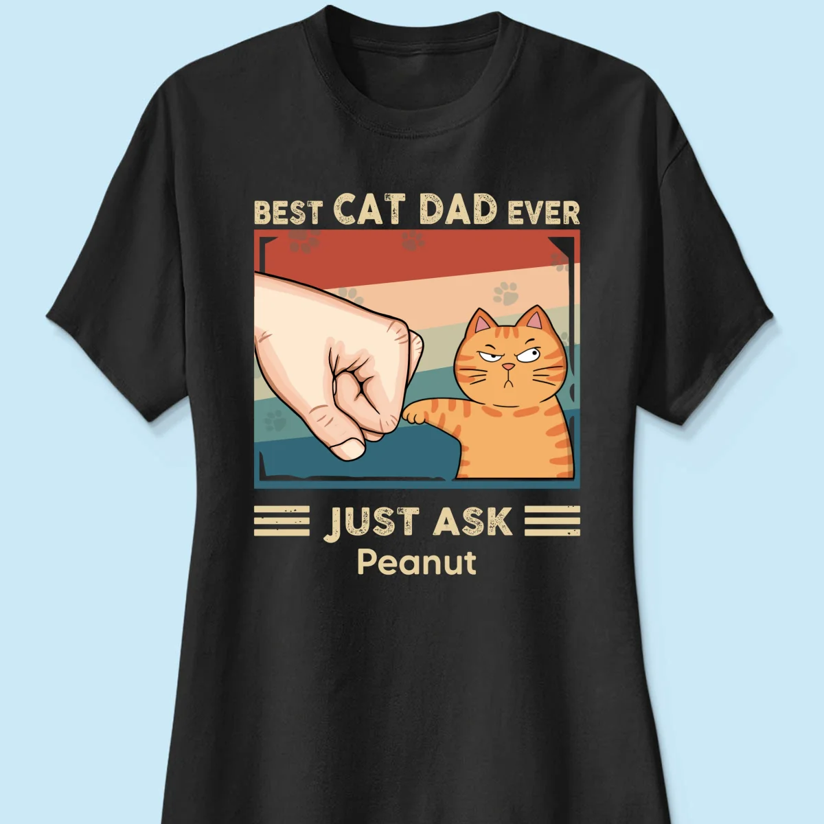 Retro Best Cat Dad Ever Fist Bump Funny Cute Cats Personalized Shirt - Image 10