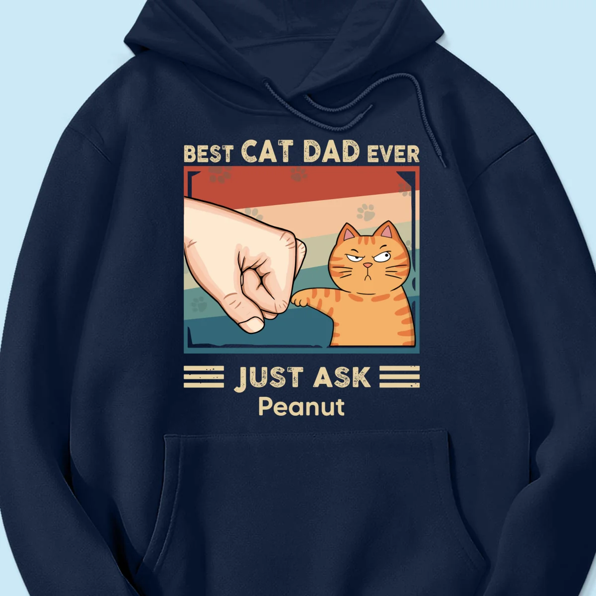 Retro Best Cat Dad Ever Fist Bump Funny Cute Cats Personalized Shirt - Image 14