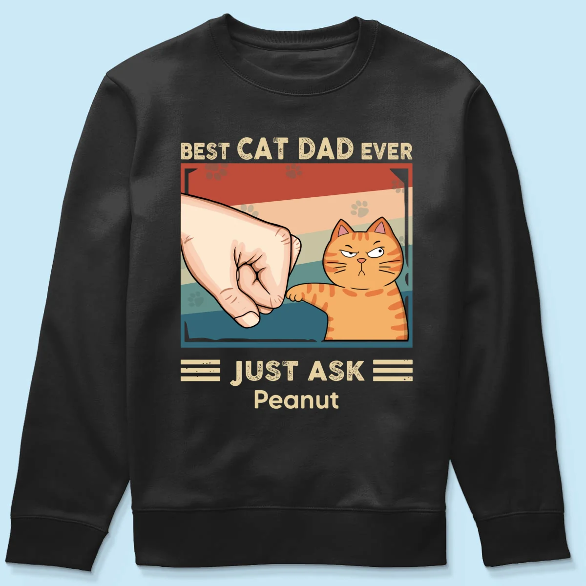 Retro Best Cat Dad Ever Fist Bump Funny Cute Cats Personalized Shirt - Image 16