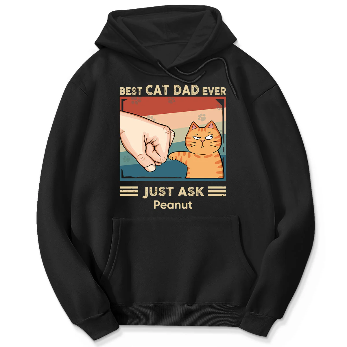 Retro Best Cat Dad Ever Fist Bump Funny Cute Cats Personalized Shirt - Image 5