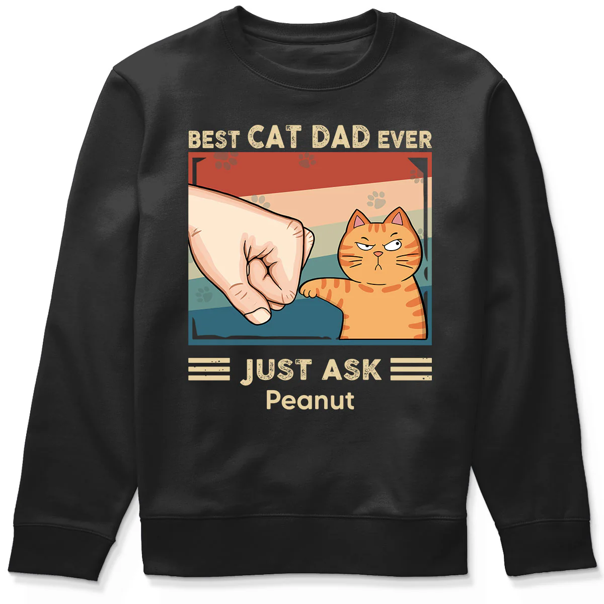 Retro Best Cat Dad Ever Fist Bump Funny Cute Cats Personalized Shirt - Image 6
