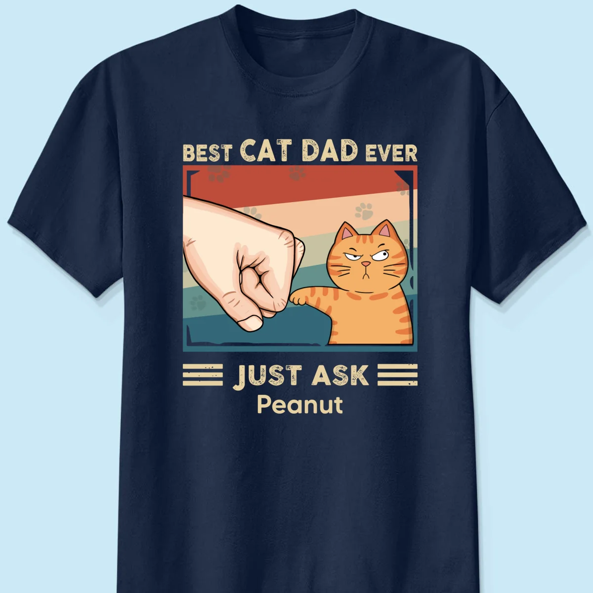 Retro Best Cat Dad Ever Fist Bump Funny Cute Cats Personalized Shirt - Image 8